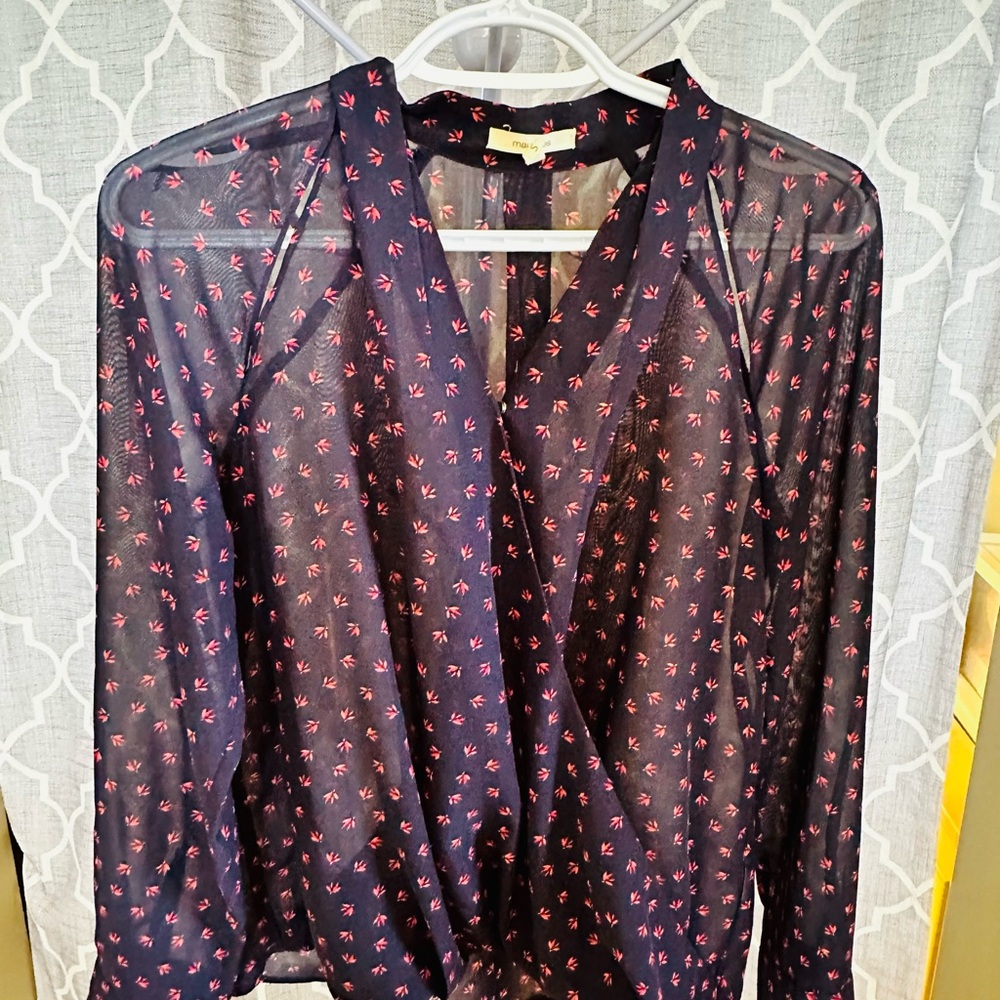 🌻Maurices Blue Sheer Long Sleeve Blouse